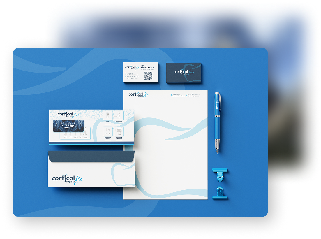 Arculat tervezését követően a design elemek szemléltetése bizonyos tárgyakon